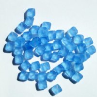 50 8mm Diagonal Hole Matte Light Sapphire Cube Beads